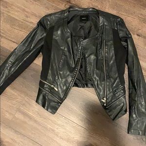 Faux leather cropped jacket